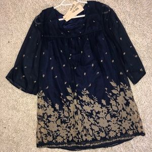Tunic top blue and gold